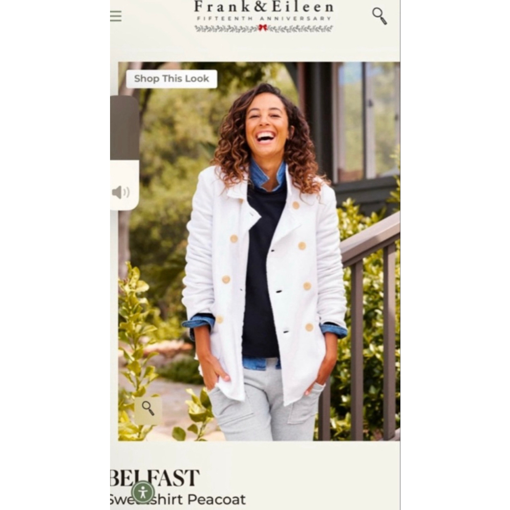 New Frank & Eileen Belfast White Peacoat Size L Triple Fleece